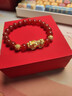 中國黃金（CHINA GOLD）黃金紅瑪瑙貔貅手鏈男女款足金轉運珠手串新年節生日禮物送愛(ài)人 【今/次日達】8mm紅瑪瑙+1只貔貅2顆金珠約2.8g 曬單實(shí)拍圖