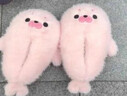 QUEEN TRIP海豹拖鞋冬外穿保暖毛毛鞋可愛(ài)高顏值玩偶鞋女包跟家居室內棉拖鞋 粉色海豹拖鞋【包跟款】 36 -40 曬單實(shí)拍圖