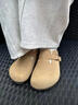 ZOZK軟木拖鞋勃肯鞋男女真皮包頭拖鞋秋冬復古時(shí)尚舒適防滑女士拖鞋 卡其半包拖鞋 43 曬單實(shí)拍圖
