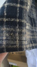 浪莎藏青色加絨格子褲女冬季2025新款高腰垂感闊腿褲休閑加厚毛呢褲 曬單實(shí)拍圖