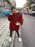 G.duck小黃鴨女童冬裝呢子外套2025新款寶寶紅色中長(cháng)款好看毛呢大衣 紅色 130 (建議115-125cm 7-8周歲) 曬單實(shí)拍圖
