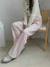 名創(chuàng  )優(yōu)品（MINISO）加絨運動(dòng)褲女寬松冬季2025新款慕斯直筒闊腿美式休閑百搭秋冬衛褲 淺粉 M /160 (體重100-115斤) 曬單實(shí)拍圖