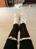 途尊秋冬毛線(xiàn)保暖襪套女花邊腳套韓版可愛(ài)堆堆襪蕾絲腿套腳套裝飾靴套 FM-咖啡色 曬單實(shí)拍圖