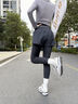 徽格兒（phigeer）高彈力馬拉松跑步運動(dòng)長(cháng)褲女四季通用后口袋假兩件瑜伽壓縮緊身褲 烏藍灰長(cháng)褲 M 曬單實(shí)拍圖