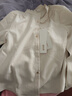熙世界（sllsky）法式宮廷風(fēng)木耳邊立領(lǐng)襯衫女長(cháng)袖磨毛內搭襯衣新年拜年穿搭 奶杏色 M 曬單實(shí)拍圖