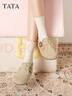 他她（TATA）復古加絨勃肯鞋女2025棉鞋厚底毛毛拖鞋穆勒鞋子CM802BH5 米杏（絨里） 37 曬單實(shí)拍圖