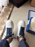 德賽（DESAI）新科技防滑耐磨休閑板鞋真皮小白鞋記憶鞋底增高男鞋 白藍 39 曬單實(shí)拍圖