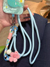 嘉萊琛ins多巴胺花朵手機掛繩長(cháng)款斜挎可背多功能掛脖指環(huán)帶戶(hù)外相機鏈條珍珠掛飾 手機掛繩【藍粉彩】粉色花朵+橢圓扣+天藍夾片 曬單實(shí)拍圖