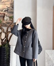 Olrain歐芮兒通勤奢暖雙面呢外套冬季女裝毛呢大衣配圍脖上衣 灰色 M 曬單實(shí)拍圖