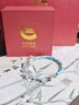 中國黃金（CHINA GOLD）足銀999銀手鐲蝴蝶純銀鐲子女款手鏈半鐲紀念日生日禮物送女朋友 【蔚藍花環(huán)】999足銀半鏈鐲流蘇手鐲 曬單實(shí)拍圖