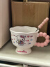 helloKitty凱蒂貓馬克杯陶瓷高顏值家用喝水杯子情人節送女友禮物 粉色高腳杯-拍照凱蒂【杯+珠勺】 曬單實(shí)拍圖