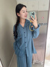 熱妒睡衣女春秋季藍色高級感純棉紗布嬰兒棉帶胸墊可外穿套裝 53424（帶胸墊） L 曬單實(shí)拍圖