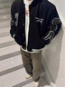 馳桓春秋美式嘻哈男女夾克情侶裝棒球服復古刺繡百搭cleanfit痞帥外套 圖片色 L 曬單實(shí)拍圖