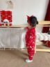 歐孕（OUYUN）兒童睡衣寶寶男女童紅色新疆棉秋衣秋褲保暖衣套裝 花燈萌兔 100 曬單實(shí)拍圖