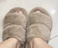 熱風(fēng)女士毛毛鞋冬季新款休閑一字拖平跟家居拖柔軟舒適外穿厚底女拖鞋 16淺棕 37 正碼 曬單實(shí)拍圖