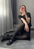 JIOESC高級感黑絲女菱格黑絲連褲襪美腿漁網(wǎng)襪JK網(wǎng)紅辣妹秋薄款連褲絲襪 黑色 曬單實(shí)拍圖