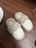 細細條（XIXITIAO）秋冬季針織毛線(xiàn)麻花棉拖鞋ins毛絨厚底休閑防滑復古居家鞋 白色【時(shí)尚毛絨針織麻花】 36-37 【標準碼】 曬單實(shí)拍圖