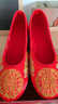 玉極虞秀禾鞋紅色婚鞋新娘上轎繡花鞋中式婚禮女鞋子秀禾服布鞋平底單鞋 紅色 803 34 曬單實(shí)拍圖