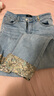 百圖betu女裝夏季新款牛仔褲國風(fēng)腳口彩色刺繡高腰九分褲2407T73 牛仔色 S 曬單實(shí)拍圖
