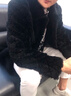 勤馳羊皮外套防寒服皮毛一體男進(jìn)口原生態(tài)羊毛卷夾克真皮皮衣翻領(lǐng)皮草 雅黑 均碼 52 140-155斤 曬單實(shí)拍圖