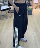 阿迪達斯男裝休閑戶(hù)外跑步三條紋香蕉褲運動(dòng)褲HZ9506 黑色 M 曬單實(shí)拍圖