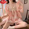 浪莎（LangSha）短袖睡衣女夏天薄款甜美日系可外穿ins短褲一公里家居服套裝 曬單實(shí)拍圖