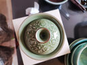 龍泉青瓷創(chuàng  )意復古手抓泡茶碗兩才蓋碗茶杯陶瓷中式纏枝功夫茶具喝茶碗 纏枝兩才蓋碗【禮盒裝】 曬單實(shí)拍圖
