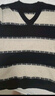 帕什 羊絨衫女100%山羊絨秋冬V領(lǐng)單紗寬松條紋針織毛衣 TY-3134 青絨+黑 均碼 曬單實(shí)拍圖