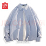 名創(chuàng  )優(yōu)品（MINISO）格子襯衫男2025復古休閑長(cháng)袖外套大碼日系vintage潮牌工裝襯衣男 【牛津紡條紋】藍白條 60%棉 40%滌綸 L 175(30天質(zhì)量問(wèn)題全額退) 曬單實(shí)拍圖
