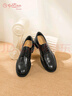 金利來(lái)（Goldlion）【新年禮物】女鞋英倫小皮鞋布洛克羊皮粗跟單鞋G608430123黑色39 曬單實(shí)拍圖
