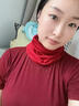嬈蝶 純羊毛保暖套頭圍脖女純色雙層護頸脖套秋冬百搭針織小圍巾 豆沙紅 均碼 曬單實(shí)拍圖