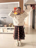 優(yōu)優(yōu)1點(diǎn)（Yoyo one）女童冬季裙子套裝2025新款兒童洋氣時(shí)髦女孩毛呢裙女大童毛衣冬裝 19806杏色+4560紅格子 150 150cm 曬單實(shí)拍圖