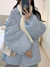 憶思減2025年秋冬新款輕薄棉服女百搭面包服寬松翻領(lǐng)韓版短款棉衣外套潮 天藍色 L 110-130斤 曬單實(shí)拍圖