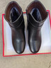 YRC意爾康真皮媽媽棉鞋加絨加厚短靴女平底冬季羊毛靴子防滑軟底中老 黑色[羊毛里] 38 曬單實(shí)拍圖