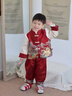 班喜迪男童漢服套裝冬裝寶寶嬰兒周歲禮服中式唐裝國風(fēng)兒童喜慶拜年衣服 紅色 加絨 100 曬單實(shí)拍圖