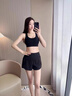 斐月伽運動(dòng)短褲女五分褲夏季透氣運動(dòng)田徑跑步瑜伽訓練假兩件防走光短褲 黑色印花短褲 M （80-100斤） 曬單實(shí)拍圖