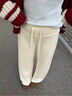 棠暖白色糯米闊腿褲女2026超火早春新款加絨加厚休閑運動(dòng)直筒羊毛褲子 加絨款-米白色長(cháng)褲 160-175cm S 80-95斤 曬單實(shí)拍圖