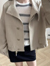百圖betu女裝春季新款風(fēng)衣氣質(zhì)立領(lǐng)短款落肩袖風(fēng)衣外套女2401T47 卡其色 L 曬單實(shí)拍圖