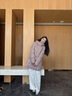 玖姿·安娜蔻休閑減齡連帽中長(cháng)款壓膠鵝絨羽絨服女2025冬季新款 粉紅 S 曬單實(shí)拍圖