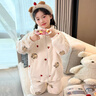 G.duck小黃鴨兒童睡衣珊瑚絨大童2025新款冬季女孩加絨家居服女童法蘭絨 米白色 【實(shí)體專(zhuān)柜 商場(chǎng)品質(zhì)】 120 曬單實(shí)拍圖