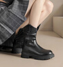 卓詩(shī)尼厚底短靴女2025新款瘦瘦靴高跟秋冬靴子堆堆皮鞋馬丁靴 黑色 37 曬單實(shí)拍圖