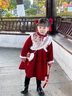 木木屋（mumuwu）品牌童裝漢服女童連衣裙加絨加厚兒童拜年服中國風(fēng)喜慶女孩公主裙 紅色裙子+圍脖加愛(ài)心掛飾 90 適合80-90年齡1-2歲左右 曬單實(shí)拍圖