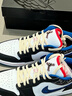 CLENIKEED【廠(chǎng)牌】AJ-1黑白浮雕校園百搭情侶低幫透氣耐磨防 Aj刺繡白黑藍(摩擦聲+純原) 40 曬單實(shí)拍圖