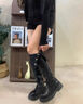 ZHR靴子女冬加絨過(guò)膝厚底長(cháng)筒靴增高顯瘦兩穿騎士馬丁靴MR02A黑色37 曬單實(shí)拍圖
