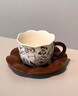 陶徹輕奢高級感陶瓷咖啡杯套裝杯子拉花美式白色咖啡杯歐式馬克杯復古 田園百合咖啡杯碟-棕色 曬單實(shí)拍圖