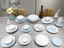 曼遠2025新款景德鎮餐碗碟套裝家用新中式輕奢高檔陶瓷碗盤(pán)餐具套裝 蘭芝月影【16人配置】 88件套 曬單實(shí)拍圖