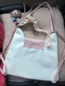 妙占單雙肩小熊托特包包女士生通勤手提腋下大容量餃子背包年輕時(shí)尚 單雙肩兩用女包【白粉色帶掛件】 曬單實(shí)拍圖