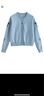 初語(yǔ)蝴蝶結提花學(xué)院風(fēng)針織衫女25春季新款圓領(lǐng)氣質(zhì)上衣開(kāi)衫 淺藍色  M 曬單實(shí)拍圖