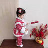 可歆寶貝女童碎花棉襖加絨年服套裝秋冬裝兒童新中式加厚棉服棉褲兩件套潮 紅色套裝配包 90碼建議1-2歲（身高80左右） 曬單實(shí)拍圖