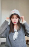 韞舜可愛(ài)小狗針織帽子女新款毛線(xiàn)帽顯臉小秋冬季保暖包頭冷帽百搭 LUC狗刺繡-淺灰色 曬單實(shí)拍圖
